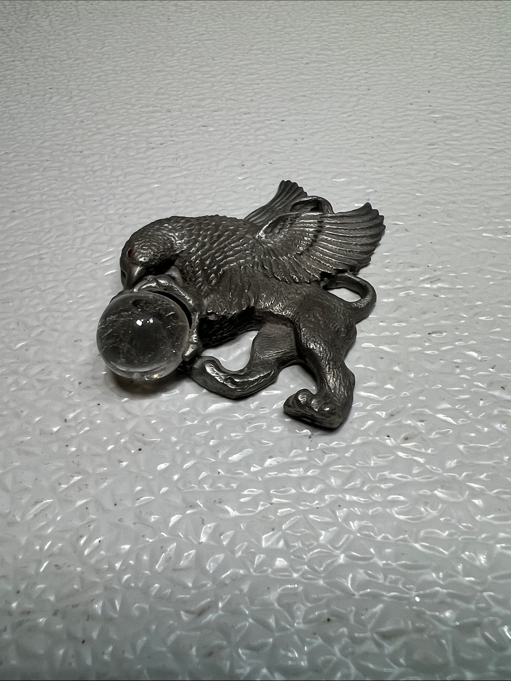 Vintage 1988 Rawcliffe Pewter Large Pendant w/Crystal Ball RARE